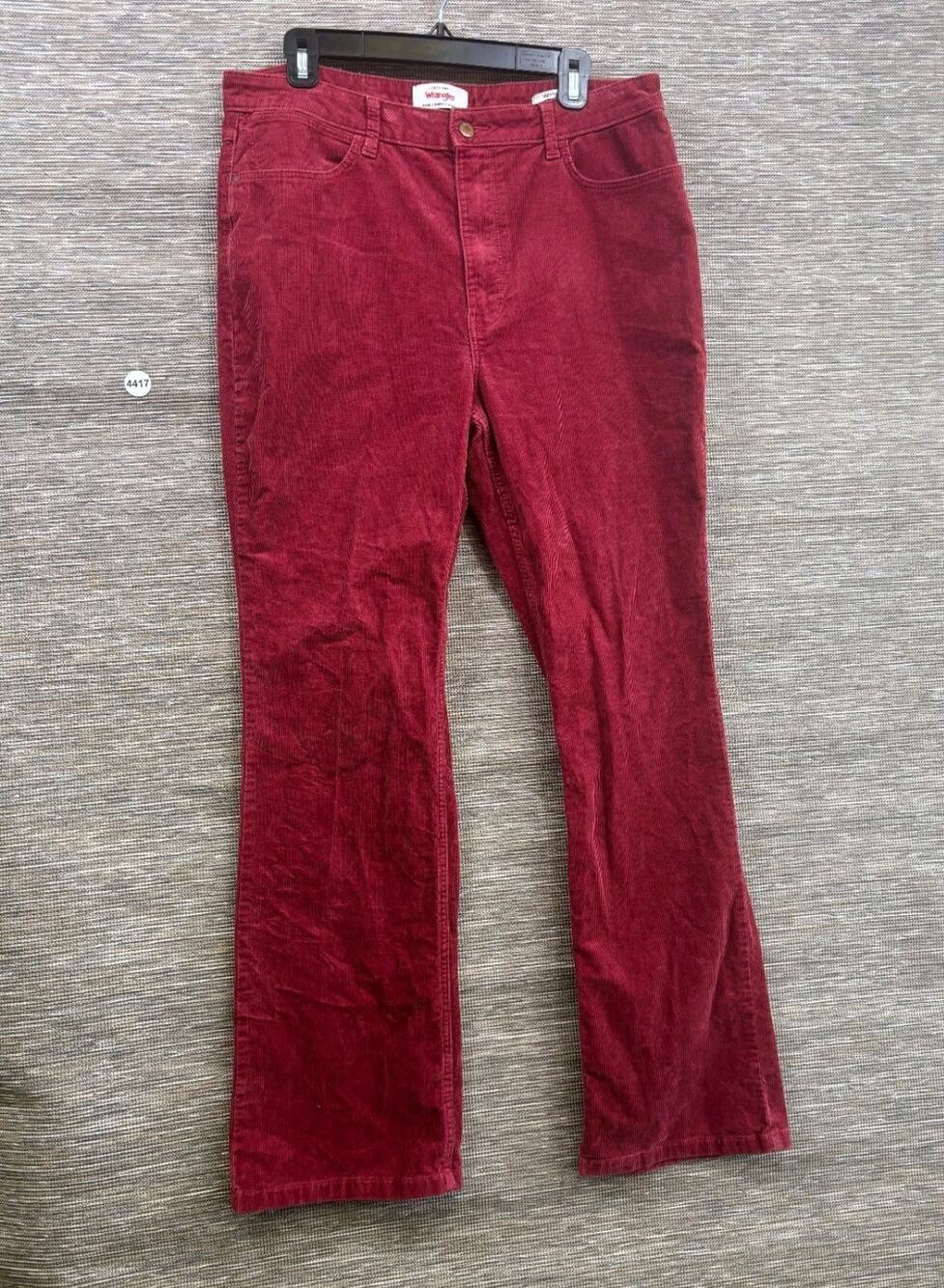 Wrangler High Rise Bold Boot Jeans Womens Size 16x32 Red Corduroy Stretch